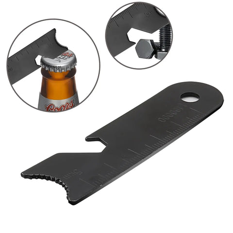 Multi-tool striker for 4 Pack Five Sixteenth Inch Ferro Rod Fire Starters with wood handles, featuring bottle opener and wrench.