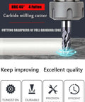 Carbide square end mill, 1/2 in, 4-flute, AlTiN-coated, single-end bit for metal milling, HRC 45