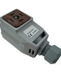 Heavy Duty Plug In Line Power Amplifier For Proportional Valve, gray housing, used for industrial flow control.