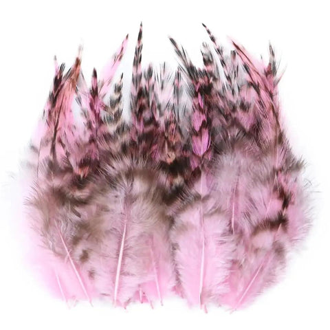 Natural Pheasant Feathers 50 Pcs For DIY Crafts, Fly Tying, Jewelry Making, Dreamcatchers, And Earrings, pink rooster saddle style