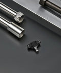 Inline Flow Control Valve For Air Compressors And PU Tubing, Adjustable Needle Valve With Quick Connect, Pneumatic Throttle Valve For Precise Flow, Energy Saving And Stable Airflow In Industrial Automation, stainless steel fitting and black PU tubing