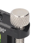 Pro Grade Magnetic Pipe Level Tool For Electrical Conduit Routing Black Die Cast Aluminum close-up of secure knob and level.