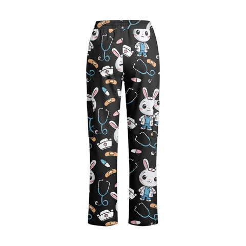 Plus Size Printed Nurse Scrub Pants For Women Machine Washable And Easy Care Lightweight Textured Fabric With Multiple Pockets Hospital Daily Wear