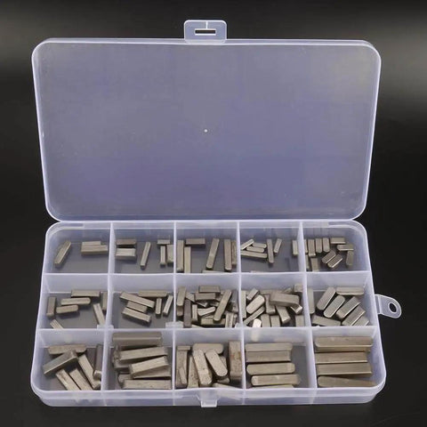 Woodruff Key Set 140 Piece Pro Grade Stainless Steel Keyway Assortment For Shaft Fastening in plastic storage case