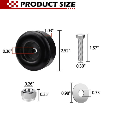 Dimensions of Beefy Heavy Duty Rubber Anti Vibration Feet 1 Inch High By 2.5 Inch Diameter 4 Pack