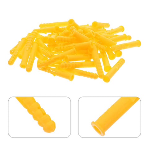 200 Pack Yellow Self Drilling Ribbed Wall Plugs Set for Drywall and Hollow Walls, Heavy Duty Plastic Expansion Anchors with high impact resistance
