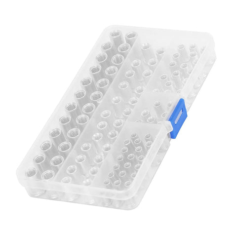 Rivet Nut Kit 100 Pcs Flat Head Aluminum Rivet Nuts Inserts M4 M5 M6 M8 in transparent storage box