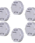 Set Of Six Premium Stepper Motors To Slick Up Your Instrument Panel Gauges Squash Jitter Fix Dead Speedometer Tachometer And Temp Needles Street Tested Quality X27 168, white plastic motors side view.