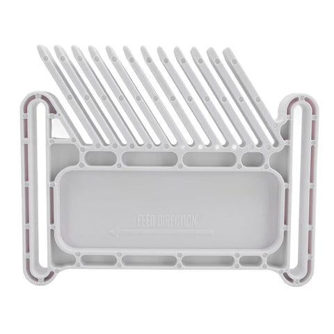 Heavy Duty Stackable Featherboard For Table Saws Router Tables And Band Saws With Rock Solid Alignment No Sweat Mounting, top view showing feed direction.