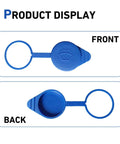 Ford Windshield Washer Fluid Cap Replacement for 2012 Through 2018, blue front and back view, OEM CP9Z17A605A