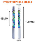 Premium DLC Coated Carbide Router Bits Featuring Guide Bearing Six Millimeter Shank Dual Flute Spiral Profile Flush Trim Woodworking Accessory Built Like A Tank Cuts Smooth As Silk For Killer Shop Jobs Two Pack, measurement details shown.
