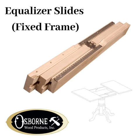 Wooden Table Extension Set With 26 Inch Equalizer Slides For Pedestal Tables showing equalizer slides in natural wood finish.