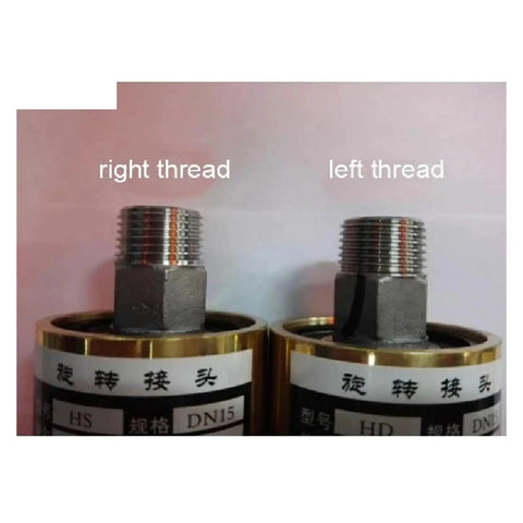 1 Inch 360 Degree Brass Rotating Joint Swivel Connector For Water Air Oil DN25 Left Thread Heavy Duty Spray Coupling Union For Hoses And Sprayers For Industrial Use, right thread and left thread views