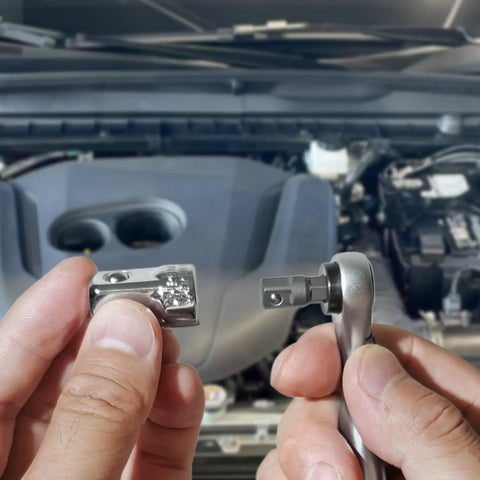 Using Six Piece Socket Adapter And Reducer Set For 1/4 3/8 1/2 Inch Ratchet Sockets Chrome Vanadium Steel in automotive engine