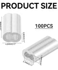 Heavy Duty Aluminum Crimp Sleeve Kit, 100 Pcs Double Barrel Cable Ferrules For Wires And Ropes, One Thirty Second Inch Diameter, End Sleeves For Cables And Line Ends, Quick Crimping For DIY Projects And Marine Gear, product size diagram