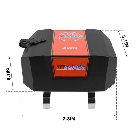 Zesuper 12V Electric Winch Control Box Solenoid Relay Kit For 8000-17000 Lb Winches with dimensions 7.3x4.1x5.1 inches.