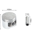 Complete 46mm Piston Kit Replacement For PB580H PB580T Engines With Piston Pin And Rings Exact Fit, dimensions shown