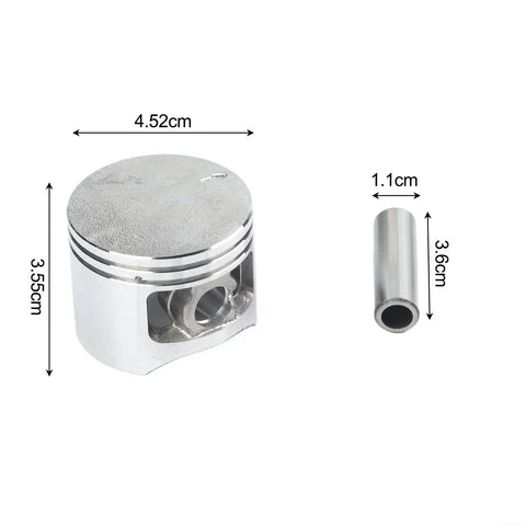 Complete 46mm Piston Kit Replacement For PB580H PB580T Engines With Piston Pin And Rings Exact Fit, dimensions shown