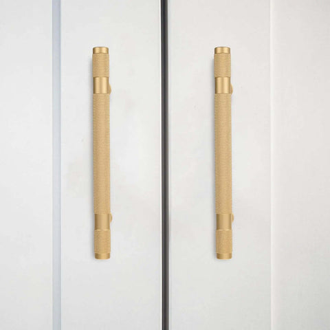 Dope Matte Gold Barrel Grip Cabinet Handles Set 96mm Center To Center European Style Metal Door Pulls For Kitchen Cabinets And Wardrobes 2 Pack