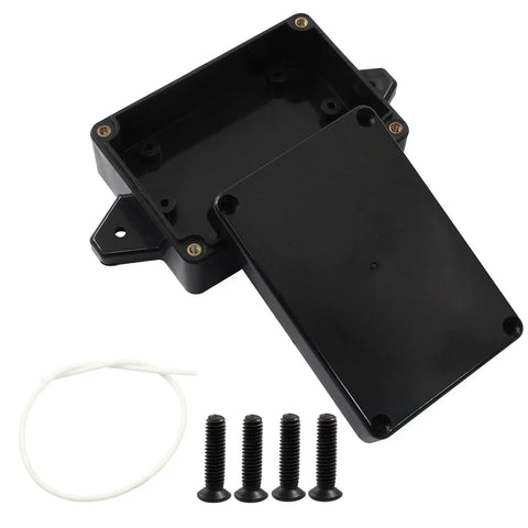 Open 4 Pack IP65 Waterproof Junction Boxes Outdoor Project Case Made From Durable ABS Plastic With Fixed Ears, Black, 3.3 x 2.3 x 1.3 Inch