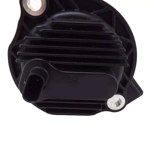 Top Shelf Direct Bolt Electric Oil Pump For Tesla Model S X 3 Y 2016 To 2023 No Sweat Drop In Replacement With Steel Reinforced Abs Housing Black Finish Part 110820200K close-up view of the black molded housing.