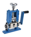 Dual Purpose Automatic Wire Stripper Machine For Copper Cable Works With Electric Drill Or Hand Crank High Speed Steel Jaw Strips 1Mm To 25Mm Wires Perfect For Diy Pros And Heavy Duty Electrical Jobs close-up of blue wire stripping machine parts