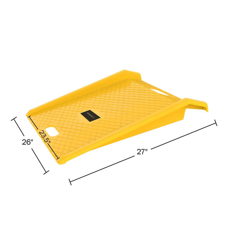 Yellow Heavy Duty Portable Curb Ramp With 1000lb Capacity for Furniture Dollies Hand Trucks and Moving Carts, dimensions 27x26x4 inches