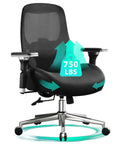 Heavy Duty 750Lb Big And Tall Office Chair With Wide Thick Seat Cushion, Ergonomic Mesh Desk Chair For Heavy Folks, 4D Armrests