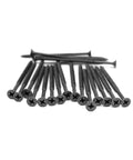 Built Tough Black Door Hinge Screws Size 8 By 2 And Three Quarter Inches Corrosion Resistant Carbon Steel Wood Fasteners showing Phillips heads
