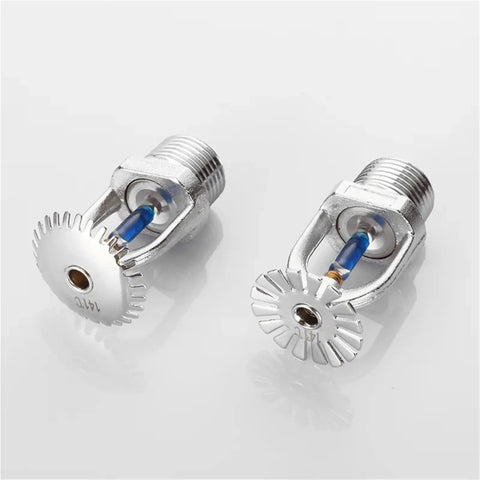 5 Pack Rock Solid Fire Sprinkler Heads DN15 UP Type R1/2 Thread High Temp 141 Degree Rating featuring shiny metallic finish and blue detail.