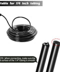 Bulk 45 Pack Quick Connect Drip Irrigation Fittings Kit For One Quarter Inch Tubing with black coil and smooth cut surface detail.