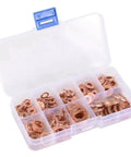 Copper Washer Gasket Nut And Bolt Set For Sump Plugs, Flat Ring Seal Assortment, 200 Piece Set Without Box in plastic case