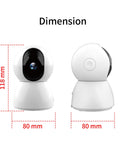 Dimensions of Clear Shot 4K Indoor Security Camera And Pet Watcher With 360 Pan Tilt Two Way Audio, 118mm height, 80mm width.