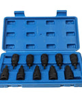 Rock Solid 10PC Socket Adapter Set With 1/2 Inch Drive Bit Holder Featuring T20 To T70 Star Head Screwdriver Bits Made From Heavy Duty Chrome Vanadium Steel For All Your Tough Jobs And Serious DIY Repairs This Kit Is A Total Game Changer For Any Garage. blue case with 10 chrome vanadium socket adapters and T20 to T70 bits