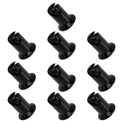 Rock Solid Heavy Duty Stainless Steel Dzus Quarter Turn Fasteners With 0.500 Inch Grip And Seven Sixteenths Inch Black Button Heads in a 10 pack