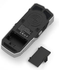 Stud Finder Leveler, Detector, Depth Recognition Detector Tool with battery compartment view and textured grip.