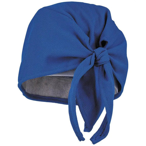 Cooling Bandana Sweat Wicking Skull Cap For Under Helmet Adjustable blue fabric with tied ends, 2-Pack headwear for workouts