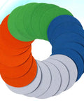 Ultimate 20 Pack Of High Grit Hook And Loop Sanding Discs For Perfect Wet Dry Blending And Finishing Jobs With Dual Side Flocking Design assorted colors arranged in a circular pattern.