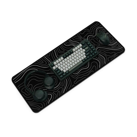 Beastly 31.5 Inch Long Gaming Mouse Pad With Non Slip Base, anime topographic map design, holding keyboard and mouse