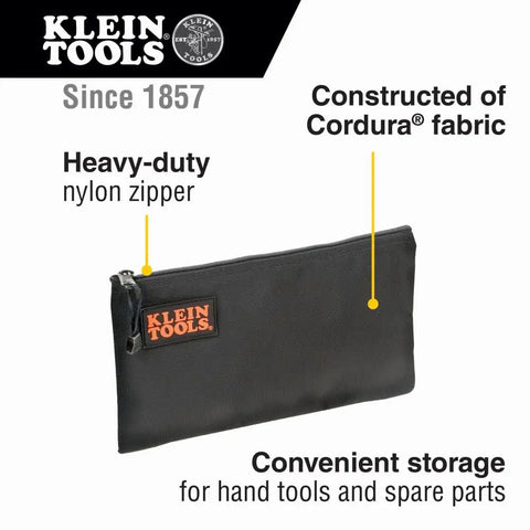 Cordura Nylon Tool Pouch With Heavy Duty Zipper, 12-1/2 Inch Black Zipper Bag Constructed for Hand Tools by Klein Tools