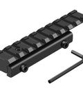 Dovetail To Picatinny Rail Adapter For 11mm To 21mm Fit Low Profile Scope Riser Mount Converter, aluminum black anodized, with hex key.