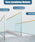 Solid As A Rock Silver Aluminum Glass Railing Spigot Clamps installation methods: flush, ground, side mount for deck and pool.