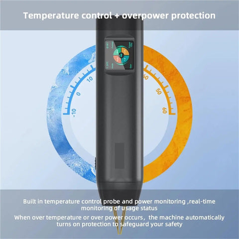 Close-up of handheld spot welder's color screen and temperature control, part of Handheld Spot Welder With Large Color Screen And 90 Speed Adjustable Power Portable Digital Spot Welding Machine For DIY Projects Pro Grade Versatile Tool For Precise Joints And Faster Repairs.