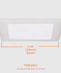 Square Recessed Ceiling Light Trim With Glass Albalite Lens In Satin White Compatible With H Model Fixtures 9.5 In Long
