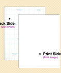 DIY Friendly Inkjet Compatible Heat Transfer Paper sheets showing print and back side, 15 sheets 8.5 x 11 inches