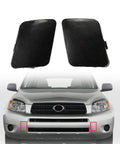 Front Left And Front Right Bumper Tow Hook Bracket Cover Cap Replacement For RAV4 2006 2007 shown on a car and separately