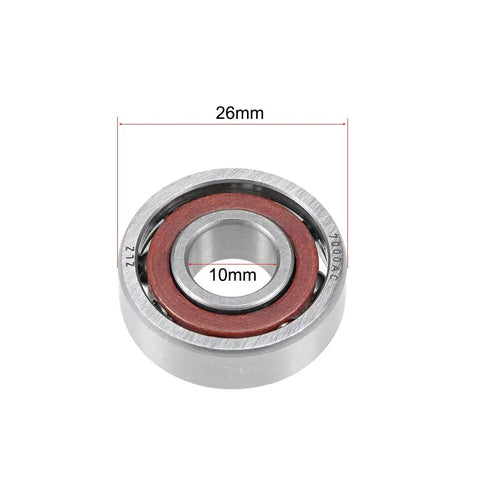Rock Solid Chromium Steel 7000AC Angular Contact Ball Bearings 10x26x8mm single row displayed with measurement markings.