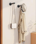 Heavy Duty Cast Iron Wall Mounted Clothes Rack Set with coat and hat, Industrial Pipe Garment Racks, black, 8-inch length, 2-pack