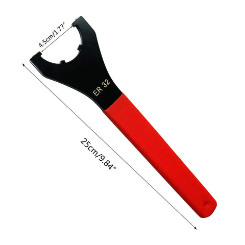 Red Collet Chuck Wrench for ER32 CNC Milling Precision Spanner with 45mm Opening and 10 Inch Length, High Carbon Steel