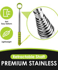 Your Go To 15 Foot Extendable Golf Ball Retriever With Telescoping Aluminum Shaft Lightweight Pick Up Tool For Golfers Easy Water Hazard Retrieval Sturdy Locking Pole Comfortable Grip Green Finish, featuring retractable and stainless design.
